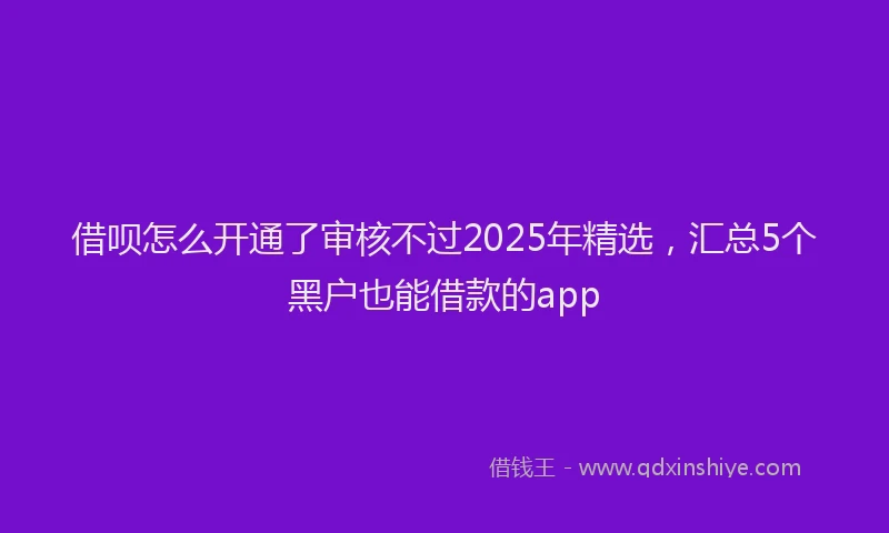 借呗怎么开通了审核不过2025年精选，汇总5个黑户也能借款的app
