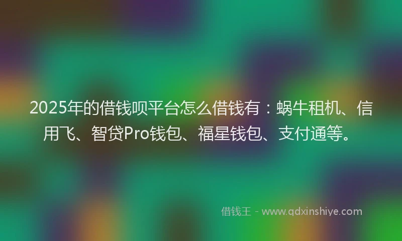 2025年的借钱呗平台怎么借钱有：蜗牛租机、信用飞、智贷Pro钱包、福星钱包、支付通等。