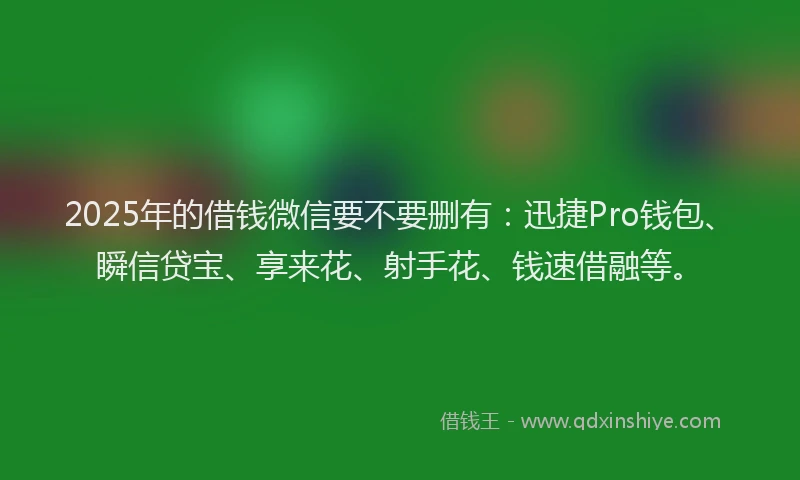 2025年的借钱微信要不要删有：迅捷Pro钱包、瞬信贷宝、享来花、射手花、钱速借融等。