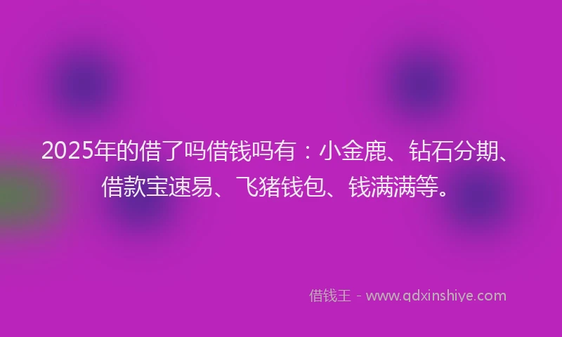 2025年的借了吗借钱吗有：小金鹿、钻石分期、借款宝速易、飞猪钱包、钱满满等。