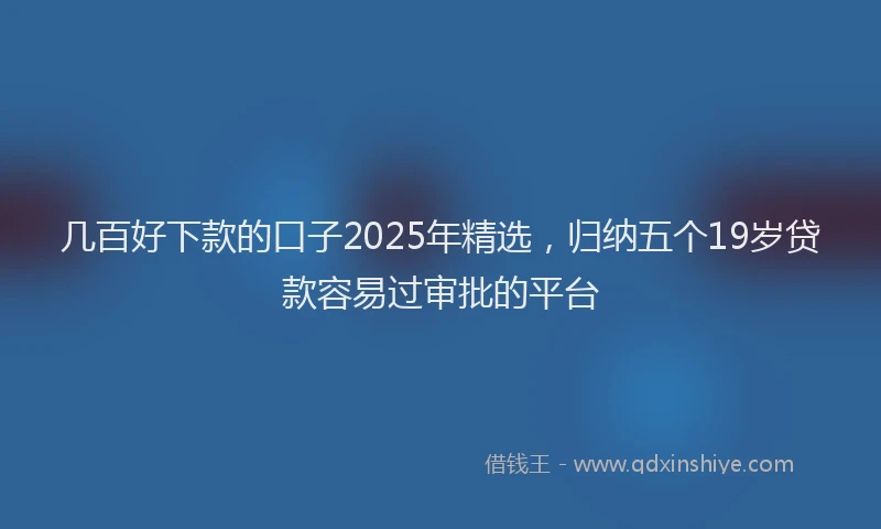 几百好下款的口子2025年精选，归纳五个19岁贷款容易过审批的平台