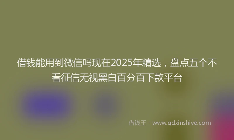 借钱能用到微信吗现在2025年精选，盘点五个不看征信无视黑白百分百下款平台