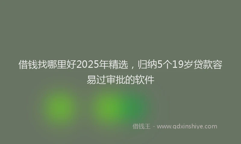 借钱找哪里好2025年精选，归纳5个19岁贷款容易过审批的软件