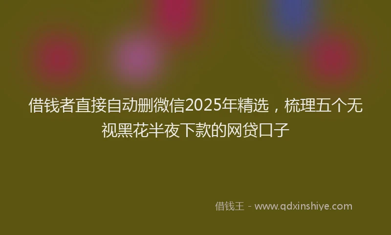 借钱者直接自动删微信2025年精选，梳理五个无视黑花半夜下款的网贷口子