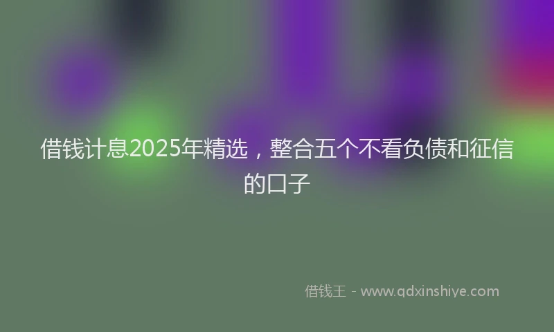 借钱计息2025年精选，整合五个不看负债和征信的口子