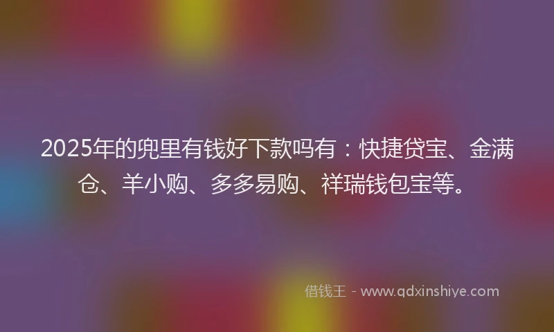 2025年的兜里有钱好下款吗有：快捷贷宝、金满仓、羊小购、多多易购、祥瑞钱包宝等。