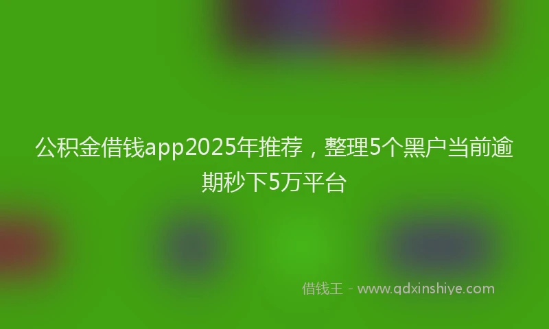 公积金借钱app2025年推荐，整理5个黑户当前逾期秒下5万平台