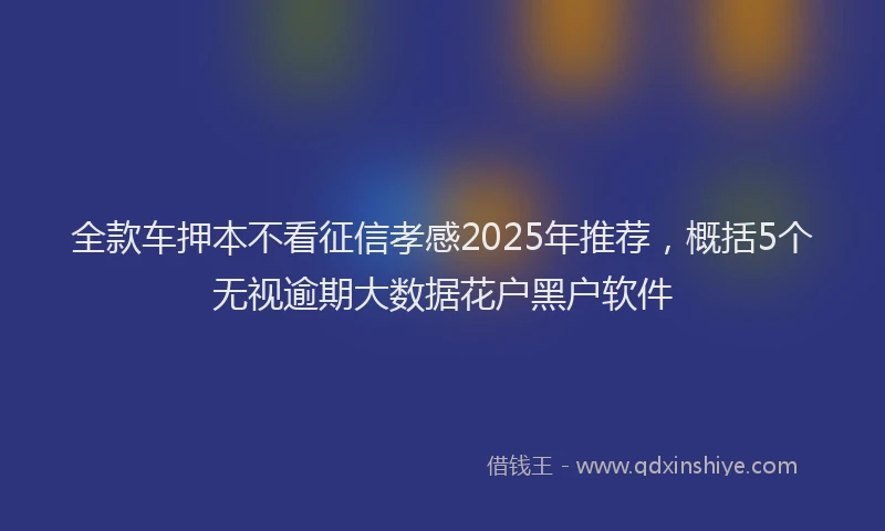全款车押本不看征信孝感2025年推荐，概括5个无视逾期大数据花户黑户软件