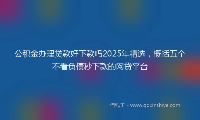 公积金办理贷款好下款吗2025年精选，概括五个不看负债秒下款的网贷平台