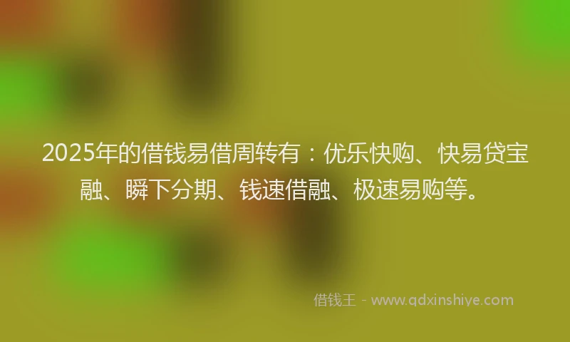 2025年的借钱易借周转有：优乐快购、快易贷宝融、瞬下分期、钱速借融、极速易购等。