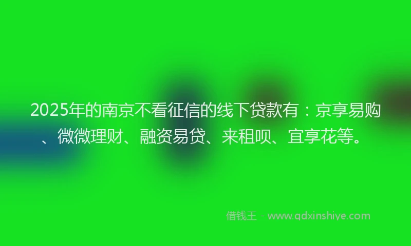2025年的南京不看征信的线下贷款有：京享易购、微微理财、融资易贷、来租呗、宜享花等。