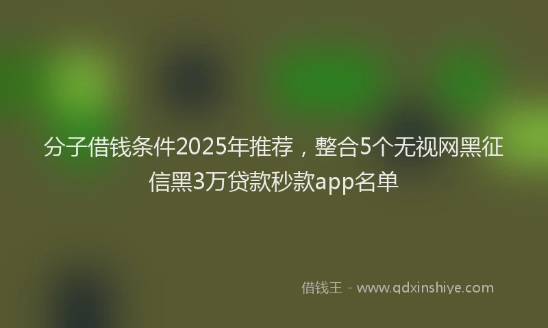 分子借钱条件2025年推荐，整合5个无视网黑征信黑3万贷款秒款app名单