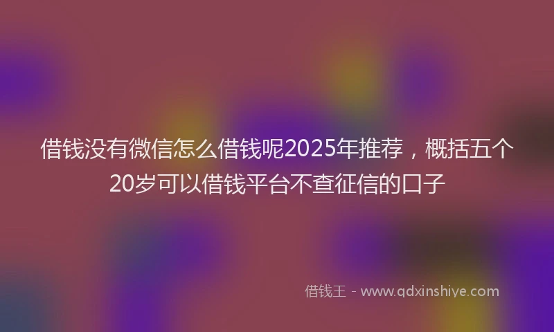 借钱没有微信怎么借钱呢2025年推荐，概括五个20岁可以借钱平台不查征信的口子