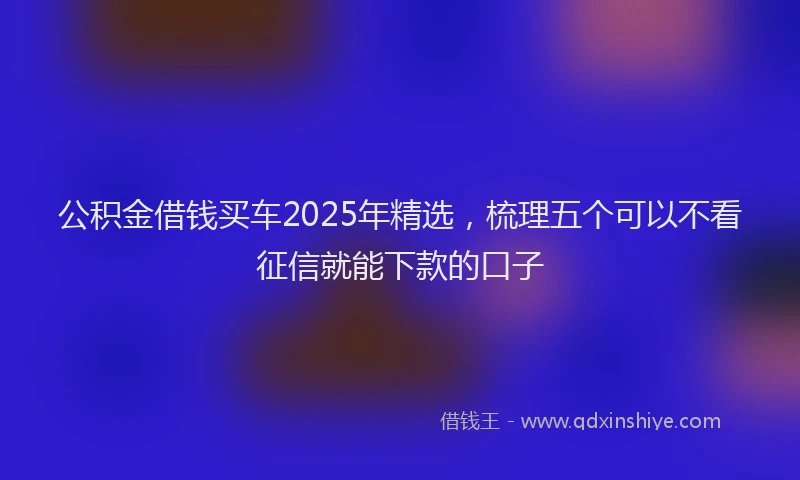 公积金借钱买车2025年精选，梳理五个可以不看征信就能下款的口子