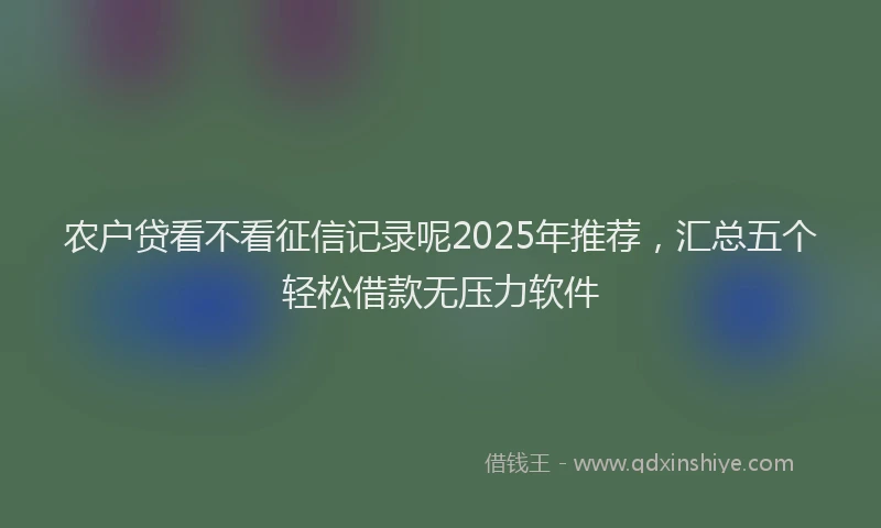 农户贷看不看征信记录呢2025年推荐，汇总五个轻松借款无压力软件