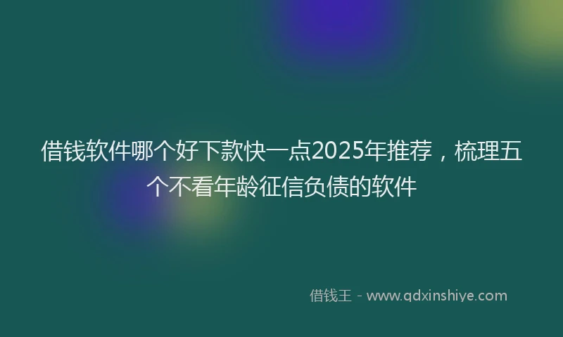 借钱软件哪个好下款快一点2025年推荐，梳理五个不看年龄征信负债的软件