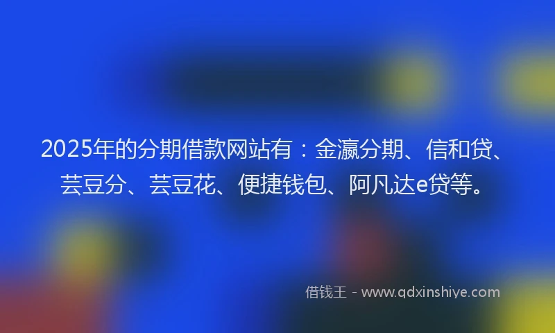 2025年的分期借款网站有：金瀛分期、信和贷、芸豆分、芸豆花、便捷钱包、阿凡达e贷等。