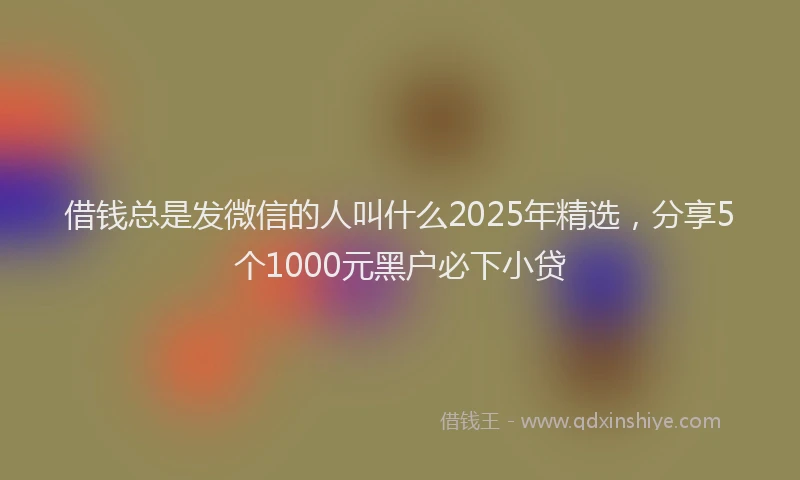借钱总是发微信的人叫什么2025年精选，分享5个1000元黑户必下小贷