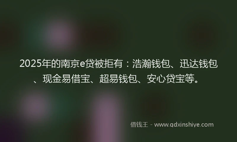2025年的南京e贷被拒有：浩瀚钱包、迅达钱包、现金易借宝、超易钱包、安心贷宝等。