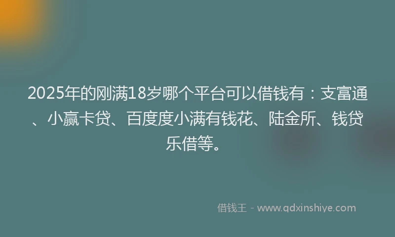 2025年的刚满18岁哪个平台可以借钱有：支富通、小赢卡贷、百度度小满有钱花、陆金所、钱贷乐借等。