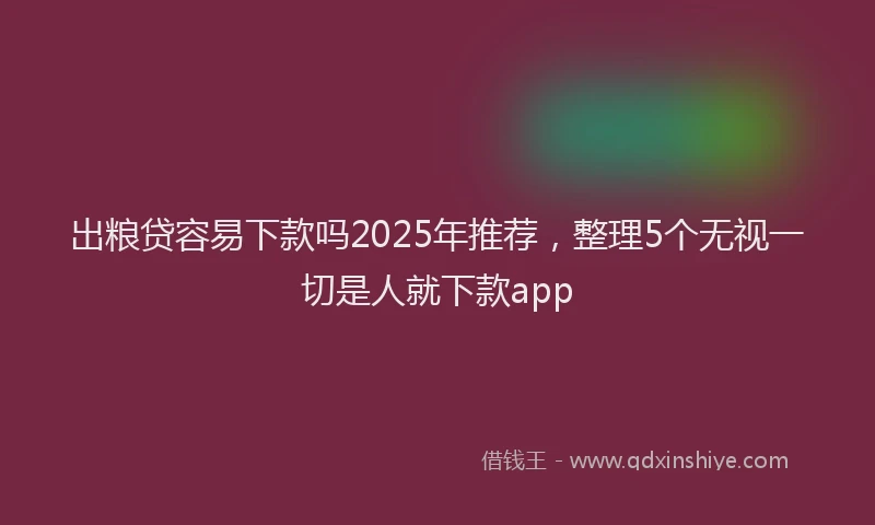 出粮贷容易下款吗2025年推荐，整理5个无视一切是人就下款app