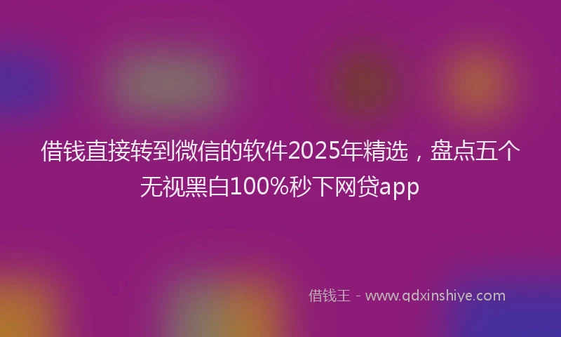 借钱直接转到微信的软件2025年精选，盘点五个无视黑白100%秒下网贷app