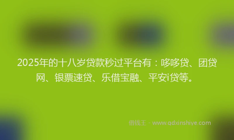 2025年的十八岁贷款秒过平台有：哆哆贷、团贷网、银票速贷、乐借宝融、平安i贷等。