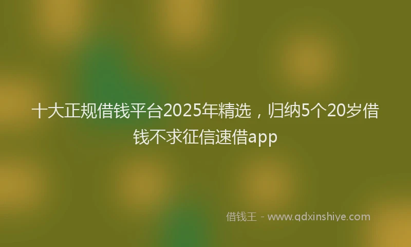 十大正规借钱平台2025年精选，归纳5个20岁借钱不求征信速借app
