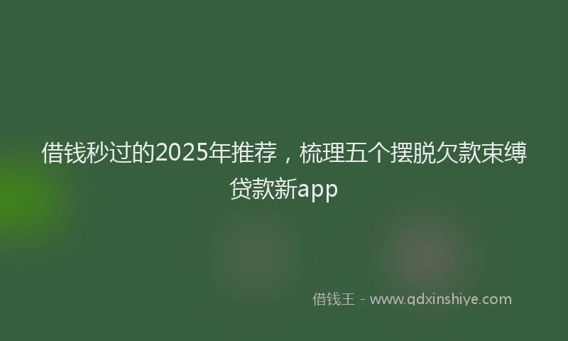 借钱秒过的2025年推荐，梳理五个摆脱欠款束缚贷款新app