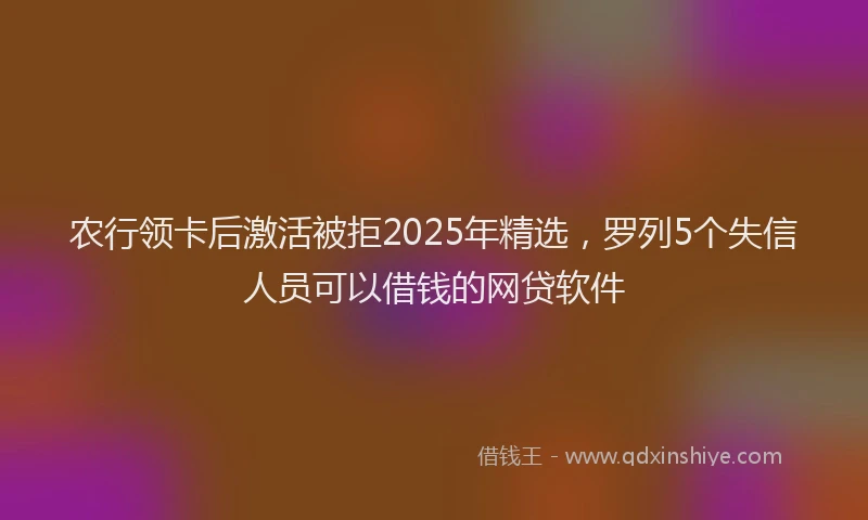 农行领卡后激活被拒2025年精选，罗列5个失信人员可以借钱的网贷软件