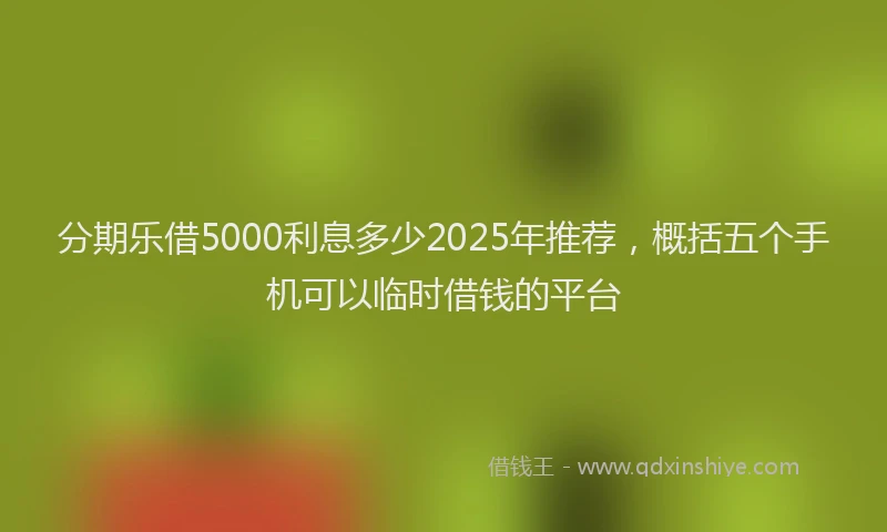 分期乐借5000利息多少2025年推荐，概括五个手机可以临时借钱的平台