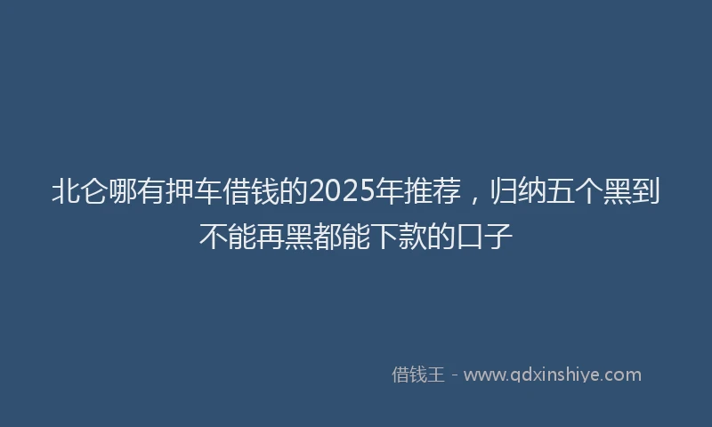 北仑哪有押车借钱的2025年推荐，归纳五个黑到不能再黑都能下款的口子