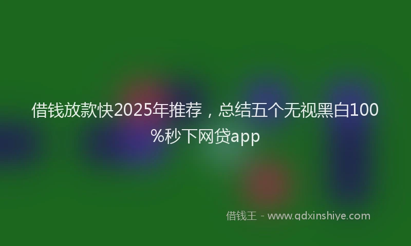 借钱放款快2025年推荐，总结五个无视黑白100%秒下网贷app