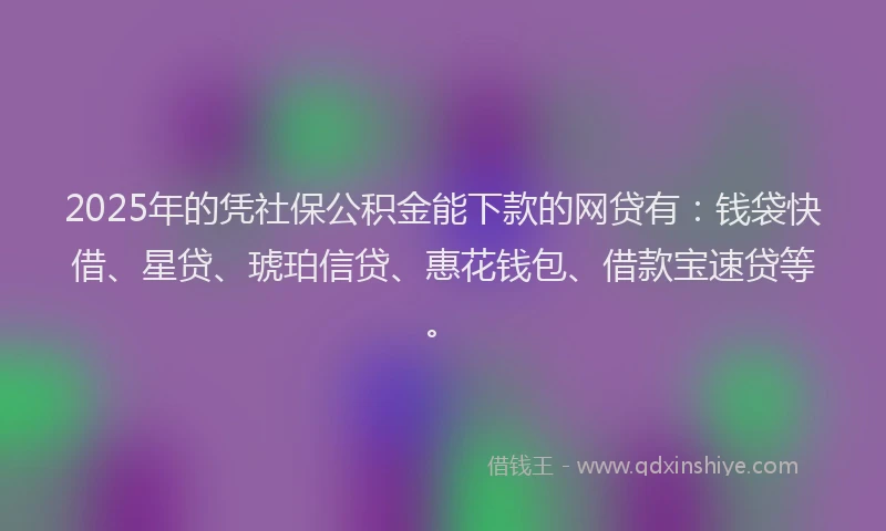 2025年的凭社保公积金能下款的网贷有：钱袋快借、星贷、琥珀信贷、惠花钱包、借款宝速贷等。