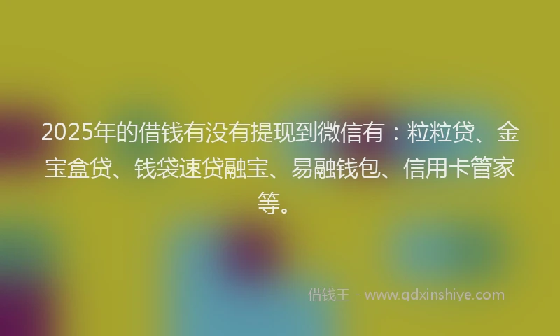 2025年的借钱有没有提现到微信有：粒粒贷、金宝盒贷、钱袋速贷融宝、易融钱包、信用卡管家等。
