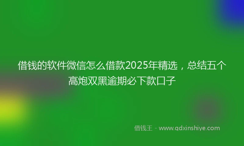 借钱的软件微信怎么借款2025年精选，总结五个高炮双黑逾期必下款口子