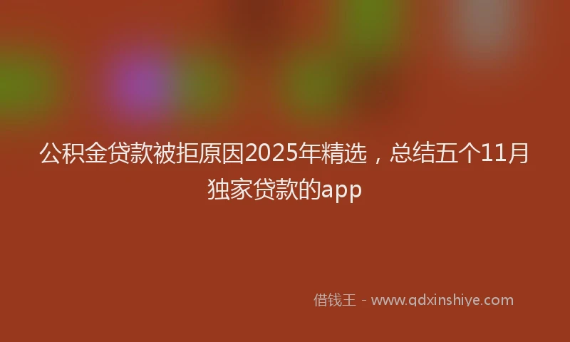 公积金贷款被拒原因2025年精选，总结五个11月独家贷款的app