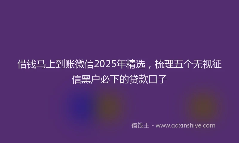 借钱马上到账微信2025年精选，梳理五个无视征信黑户必下的贷款口子