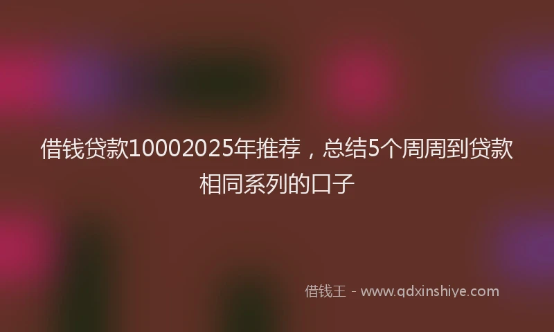 借钱贷款10002025年推荐，总结5个周周到贷款相同系列的口子