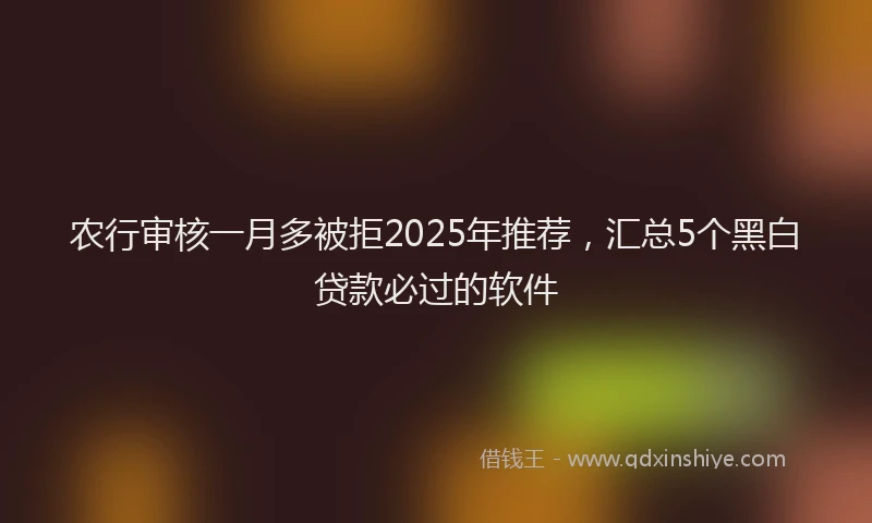农行审核一月多被拒2025年推荐，汇总5个黑白贷款必过的软件