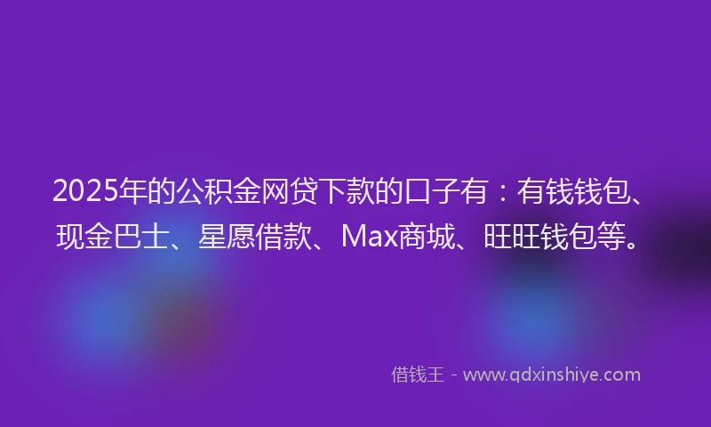 2025年的公积金网贷下款的口子有：有钱钱包、现金巴士、星愿借款、Max商城、旺旺钱包等。