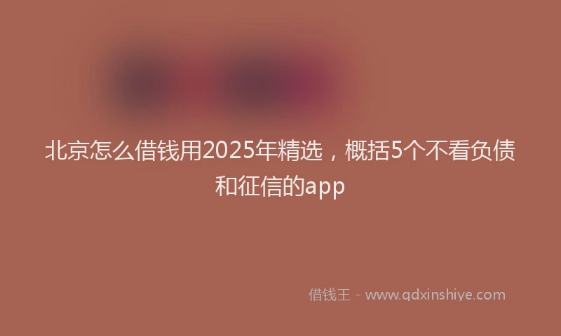 北京怎么借钱用2025年精选，概括5个不看负债和征信的app