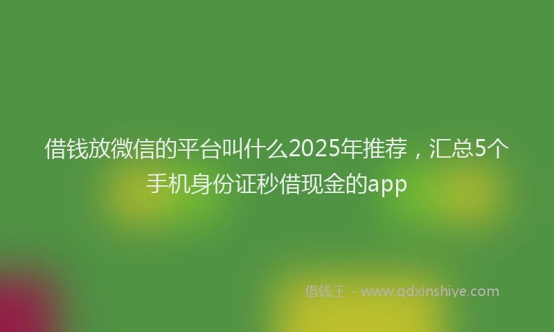 借钱放微信的平台叫什么2025年推荐，汇总5个手机身份证秒借现金的app