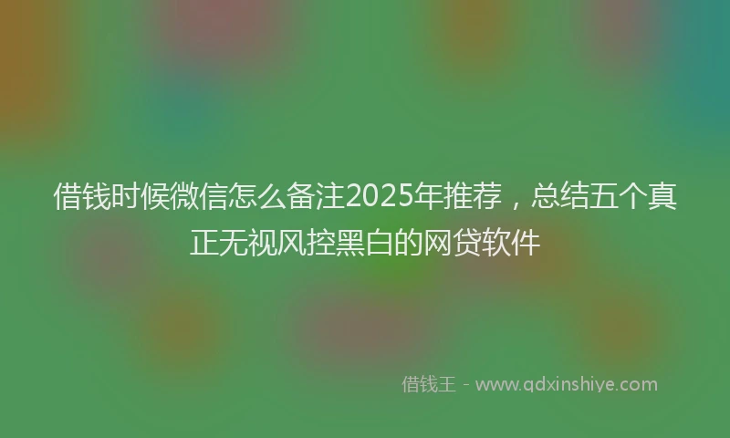 借钱时候微信怎么备注2025年推荐，总结五个真正无视风控黑白的网贷软件