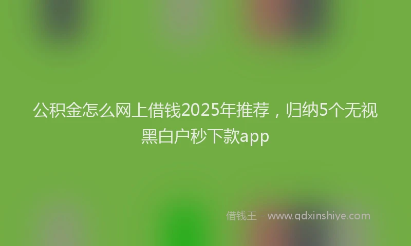 公积金怎么网上借钱2025年推荐，归纳5个无视黑白户秒下款app
