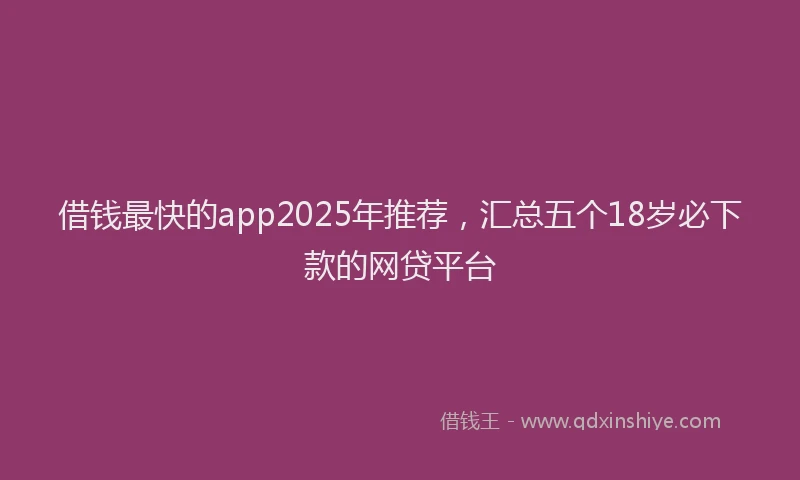 借钱最快的app2025年推荐，汇总五个18岁必下款的网贷平台