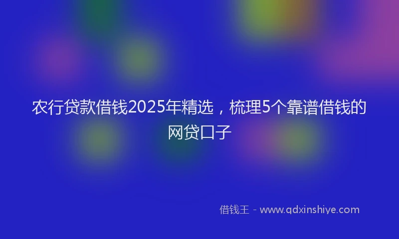 农行贷款借钱2025年精选，梳理5个靠谱借钱的网贷口子