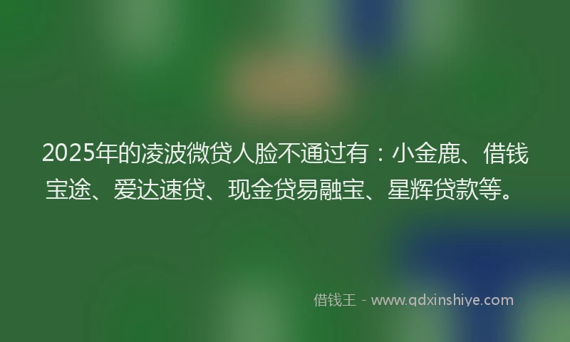 2025年的凌波微贷人脸不通过有：小金鹿、借钱宝途、爱达速贷、现金贷易融宝、星辉贷款等。