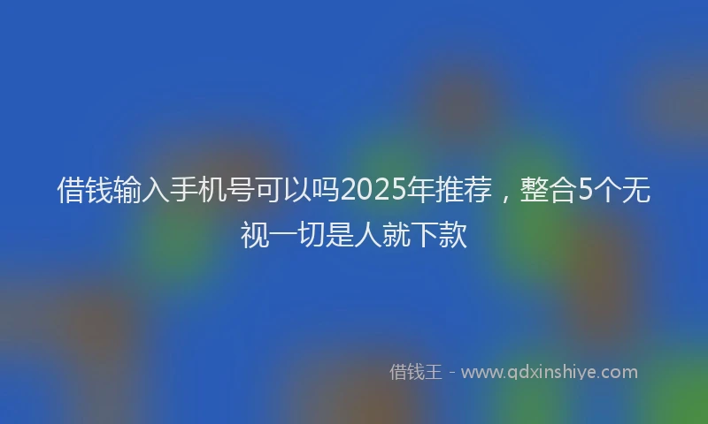 借钱输入手机号可以吗2025年推荐，整合5个无视一切是人就下款