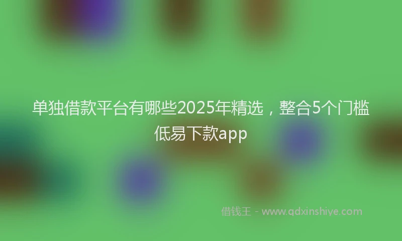 单独借款平台有哪些2025年精选，整合5个门槛低易下款app